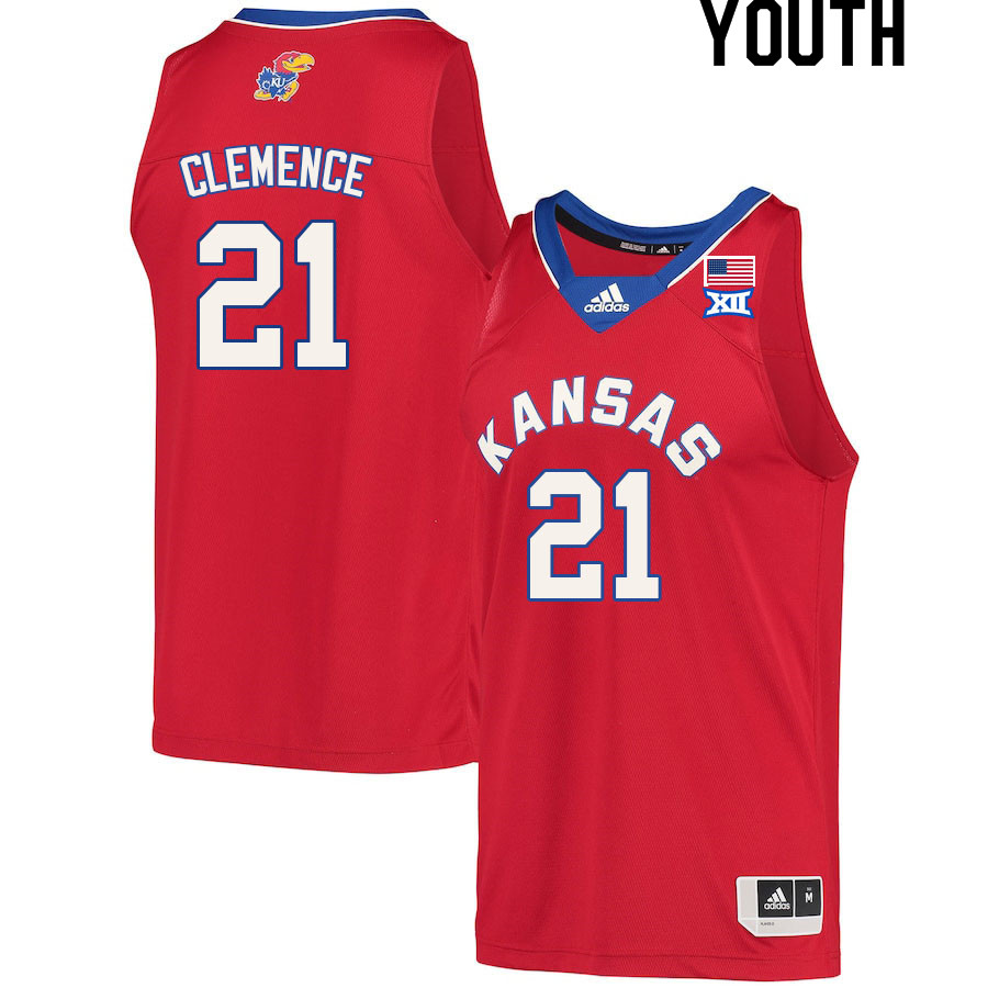 Youth #21 Zach Clemence Kansas Jayhawks College Basketball Jerseys Sale-Red